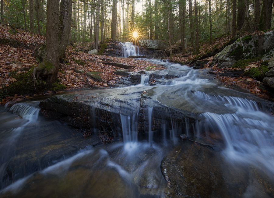 The sun rises over this cascade in November so when the morning sky is clear and the water is flowing I have to visit.