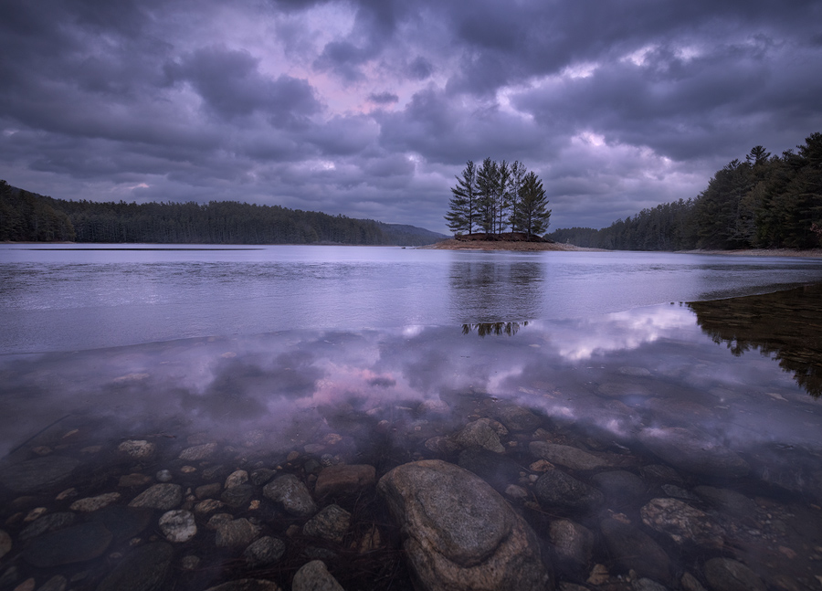 A stormy, calm evening before the freeze of winter.