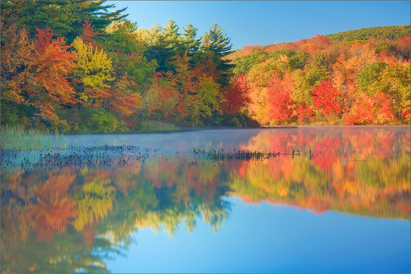 Autumn, Massachusetts, pond, sunrise, fog