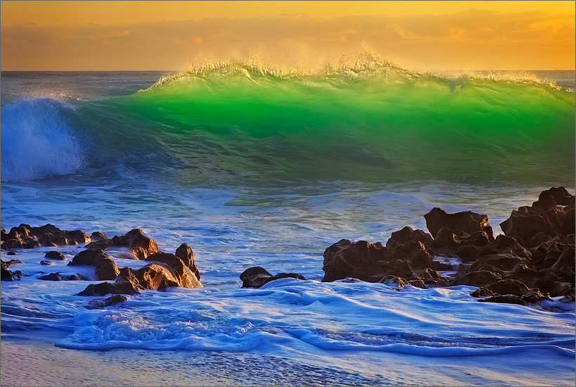 Florida, waves, ocean, surf, sunset, coral cove