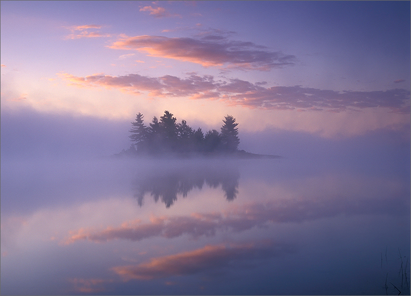 quabbin reservoir, massachusetts, sunrise, island, pink, fog