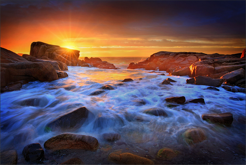 Biddeford pool, Maine, rocks, sunrise