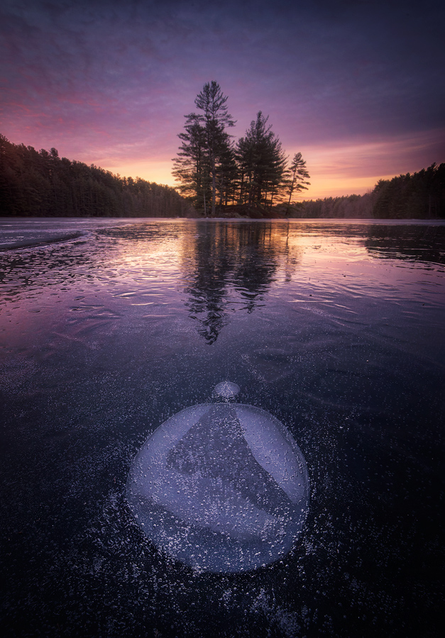 winter, ice, bubble, Quabbin Reservoir, Massachusetts, nature photography, landscape, island photography, Patrick Zephyr