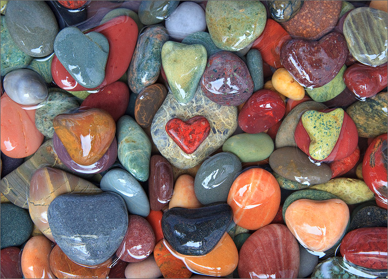 Heart rock, heart, colored