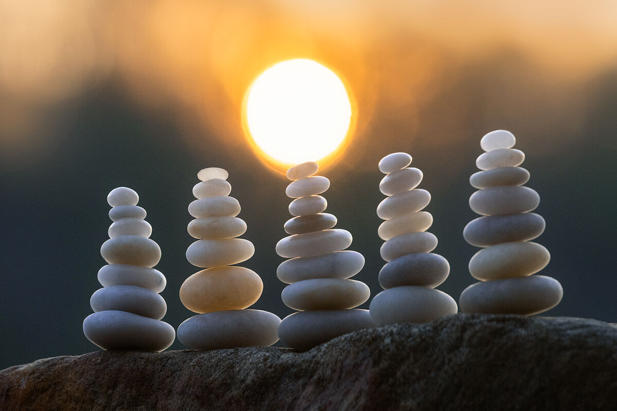 stacking stones, balance, quartz, sunrise, New Salem, Massachusetts