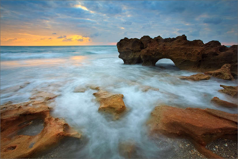 Florida, waves, ocean, surf, sunset, coral cove