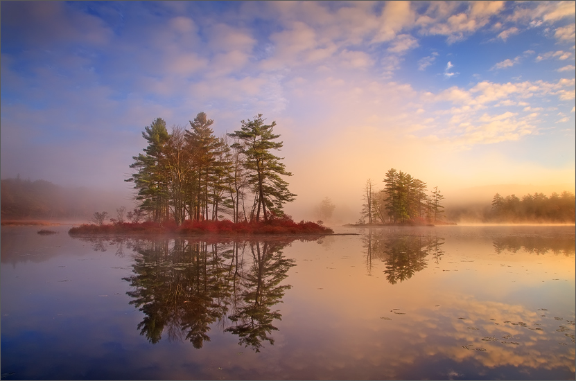 Harvard Pond, sunrise, massachusetts, island