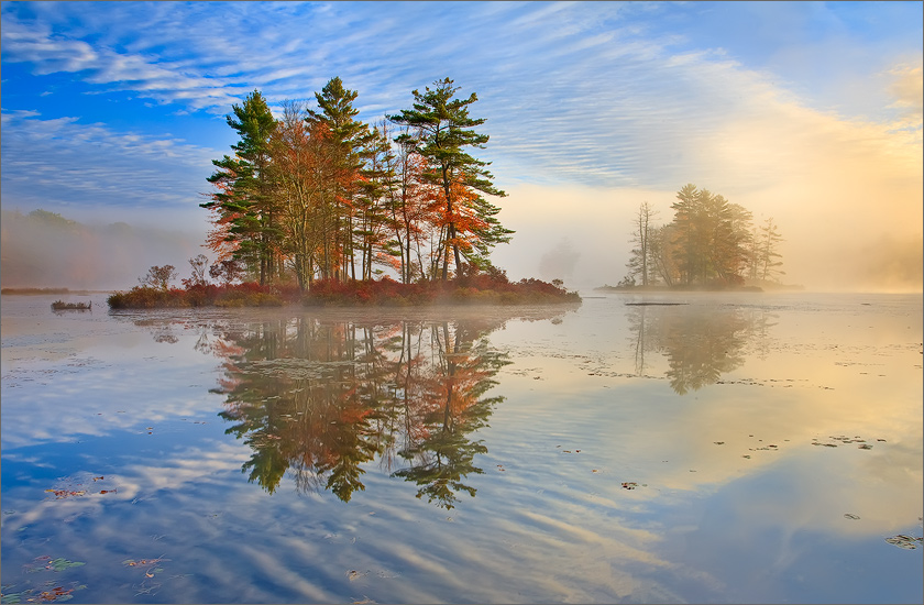 A magical place to watch the morning fog dance on the water in autumn.