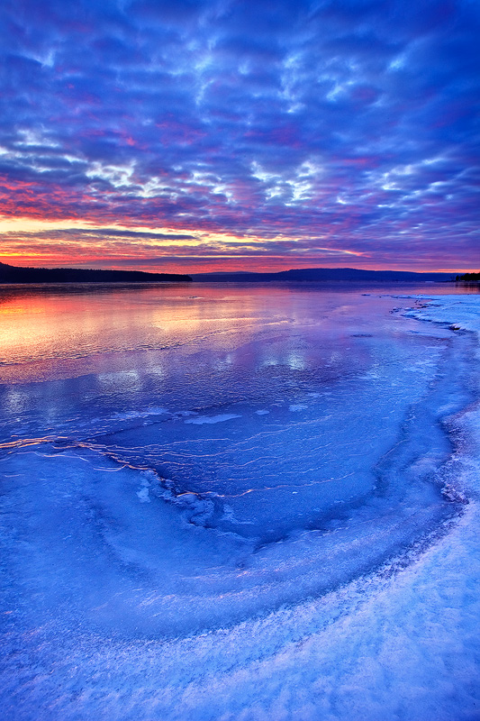 quabbin reservoir, massachusetts, sunrise, ice, winter, snow