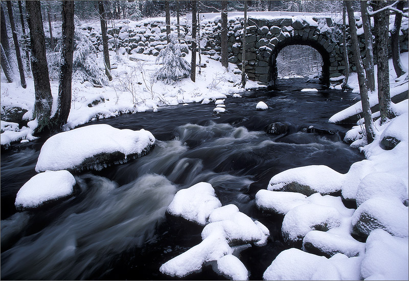 Swift river, keystone bridge, stream, quabbin reservoir, Massachusetts, winter