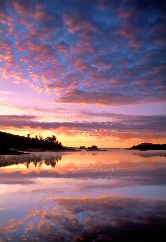 Mackerel clouds, sunrise, quabbin reservoir, Massachusetts, reflection