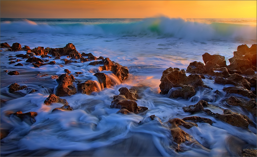 Florida, waves, ocean, surf, sunrise, coral cove