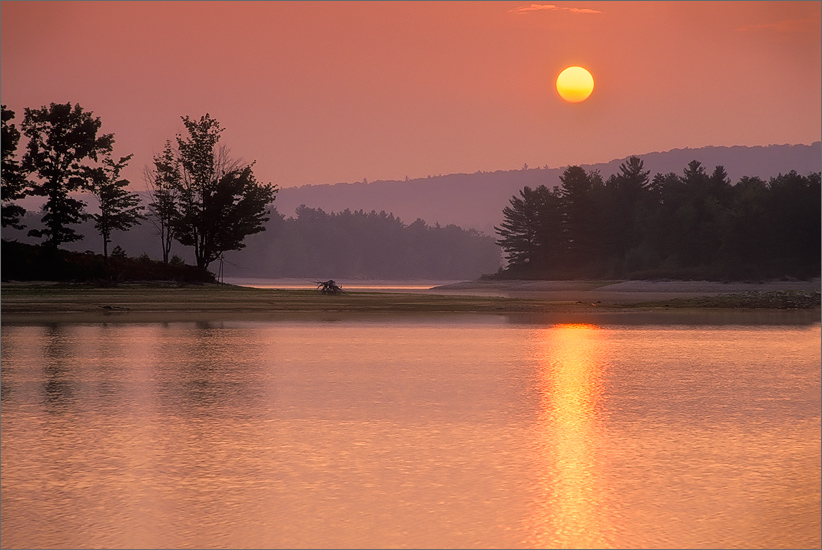quabbin reservoir, massachusetts, sunrise, orange