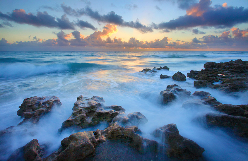 oceanscape, sunrise, waves, surf, florida,
