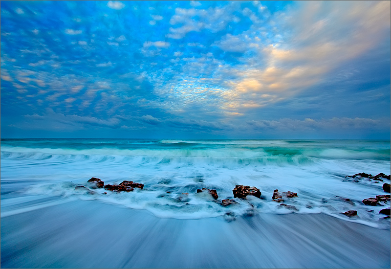 Florida, waves, ocean, surf, sunset, coral cove