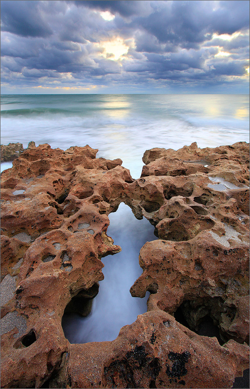 Florida, coral cove, sunrise, ocean, rocks