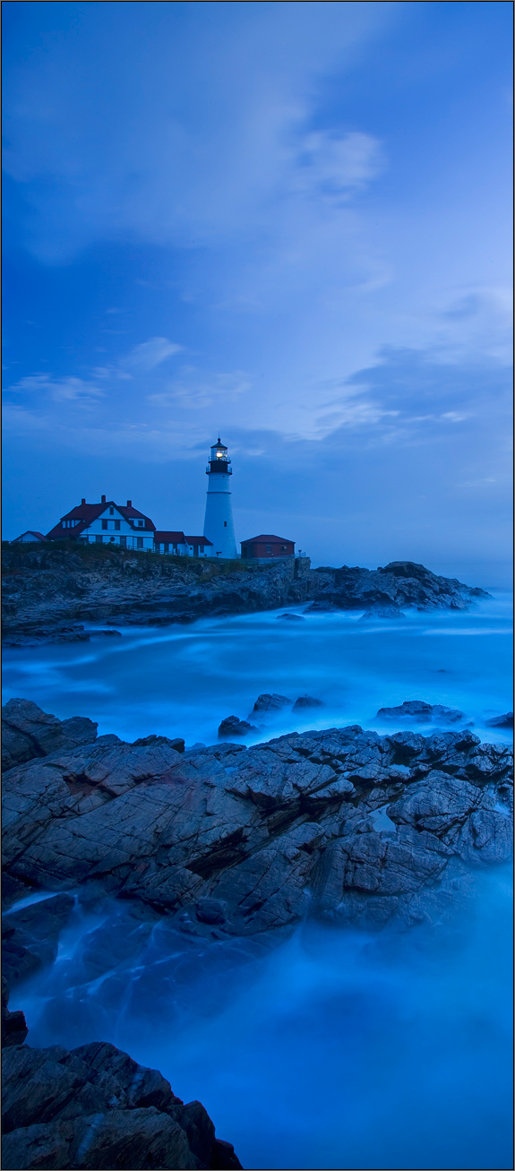 Portland head light, cape Elizabeth, Maine, lighthouse, blue