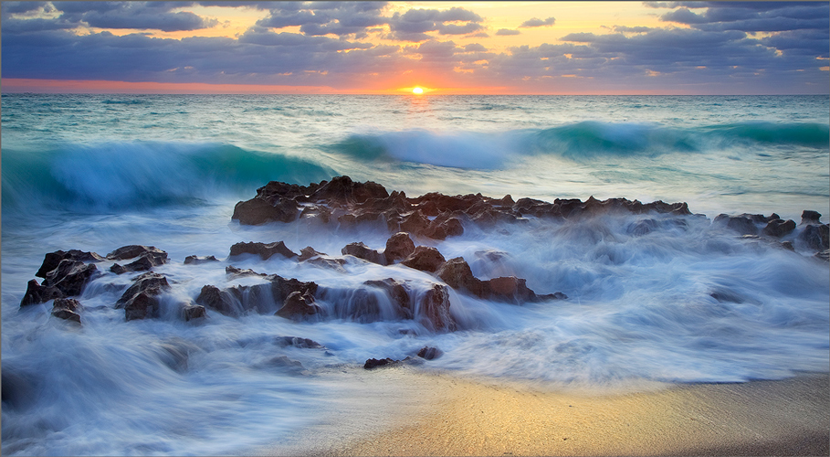 Florida, sunrise, coral cove, ocean, wave,
