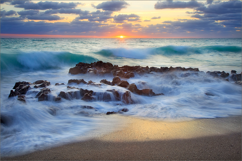 Florida, waves, ocean, surf, sunrise, coral cove