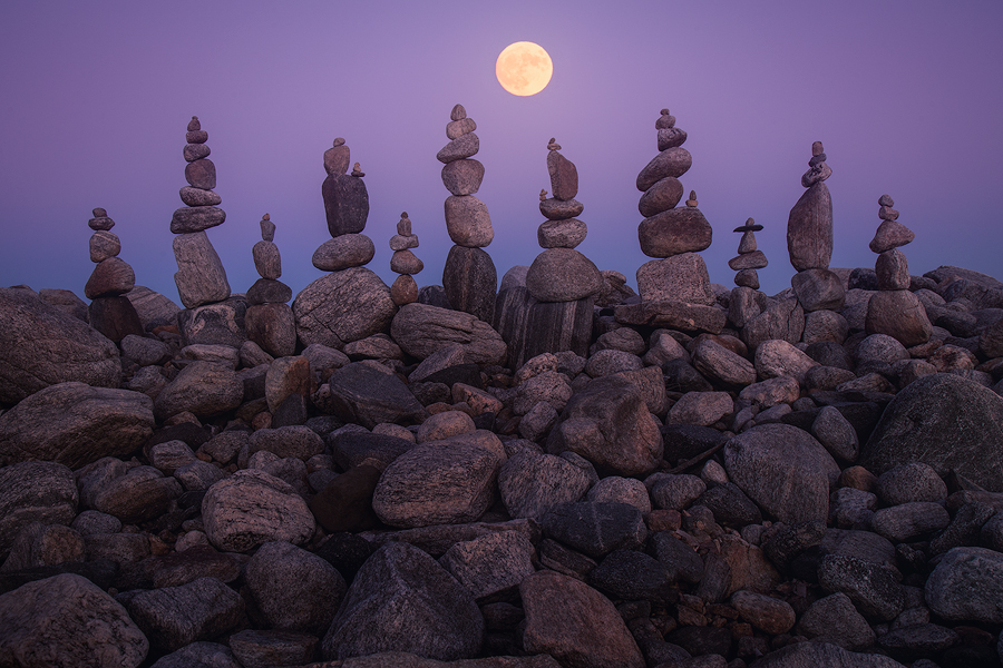 I had to go photograph this months super moon!! I arrived about one hour before the moonrise and entered my rock stacking meditation...