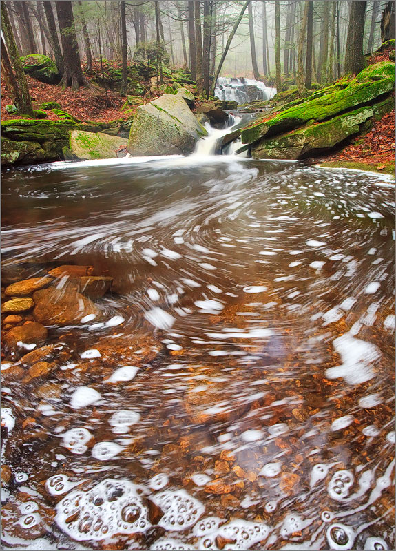Stream, amethyst brook, Pelham, Massachusetts, bubbles