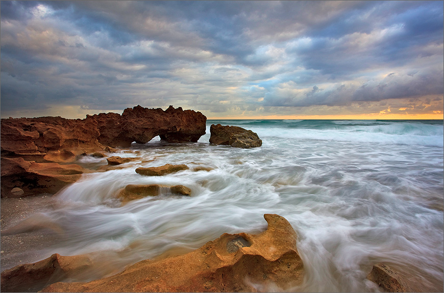 Florida, waves, ocean, surf, sunrise, coral cove