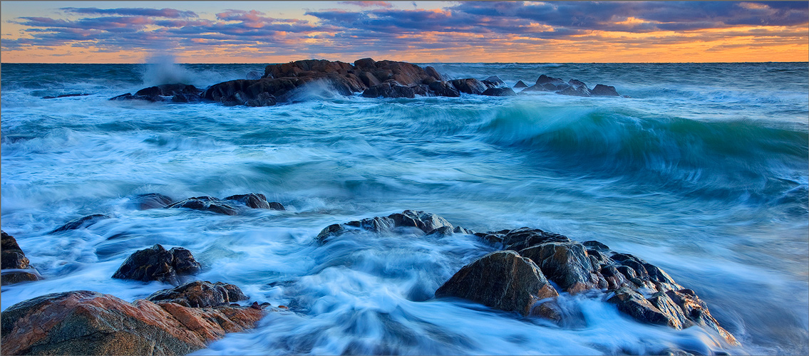 Cohasset, Massachusetts, wave, sunset, ocean,