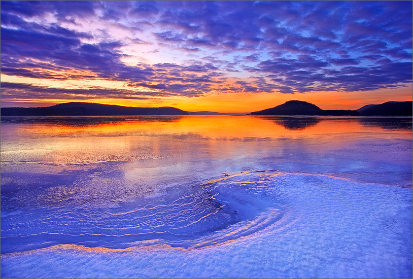 quabbin reservoir, massachusetts, sunrise, cairnes, together, ice, winter