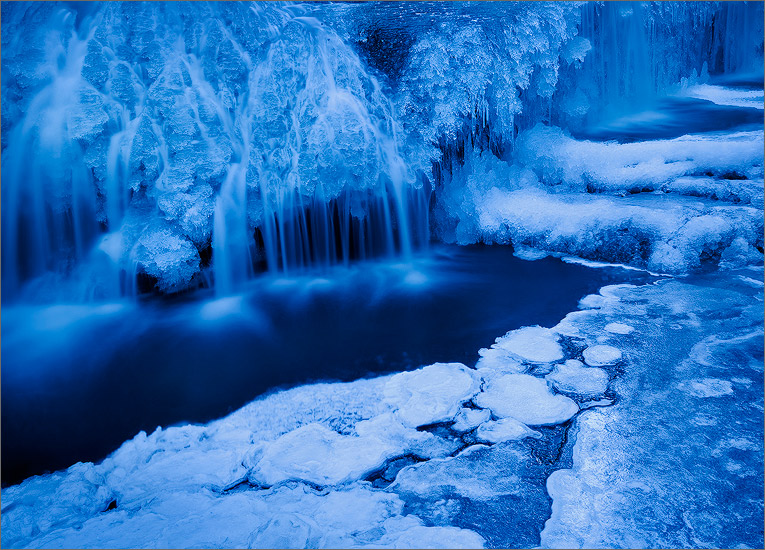 ice, winter, blue, waterfall, cascade